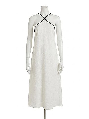 Lucy Paris Grace Halter Midi Dress in White Black (view 1)