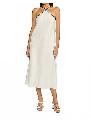 Lucy Paris Grace Halter Midi Dress in White Black (view 2)