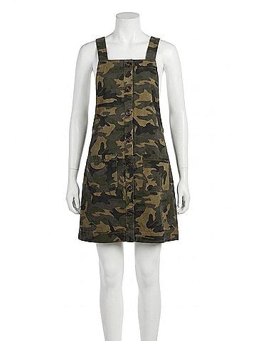 Oddi Gina Button-Front Overall Dress in Camouflage (view 1)