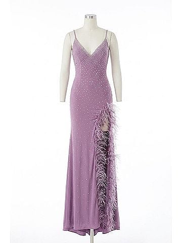 Jovani Embellished Low Back Party Dress in Lilac (view 1)