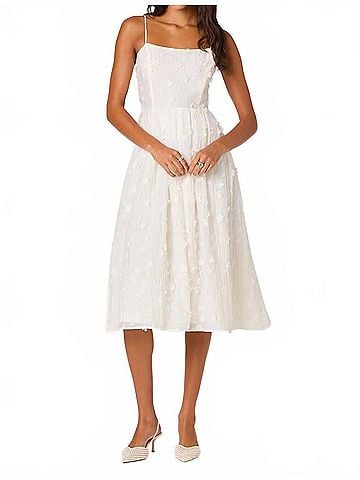 Astr Avani 3d Floral Midi Dress in Cream (view 2)