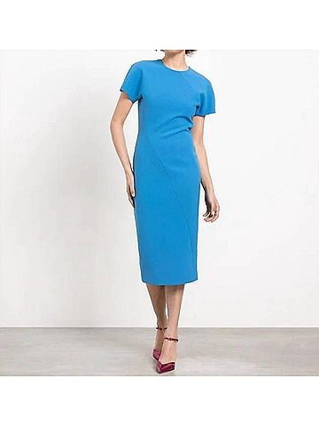 Victoria Beckham Spiral Seam Dress in Sky Blue (view 2)