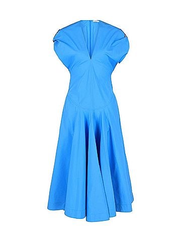 Salvatore Ferragamo Women's Cotton Poplin Midi Dress in Light Blue (view 1)