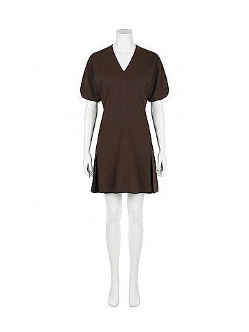 Salvatore Ferragamo Women's Flared Mini Dress in Dark Brown (view 1)