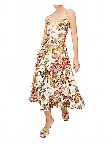 Cara Cara Mae Midi Dress in Fauna Floral Ivory (view 2)