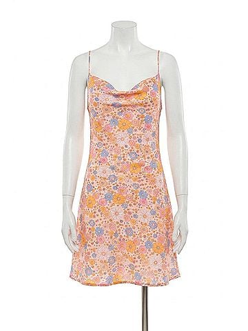 LUCCA Floral-Print Jersey Mini Dress in Pink/Yellow (view 1)