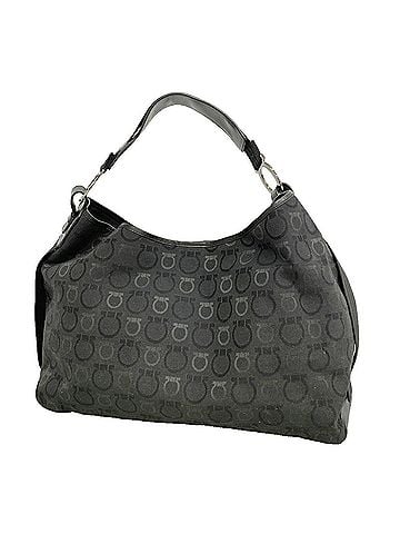 Salvatore Ferragamo Salvatore Ferragamo Gancini Nylon Canvas Tote Bag, Black, Women's, P3386316 (view 1)
