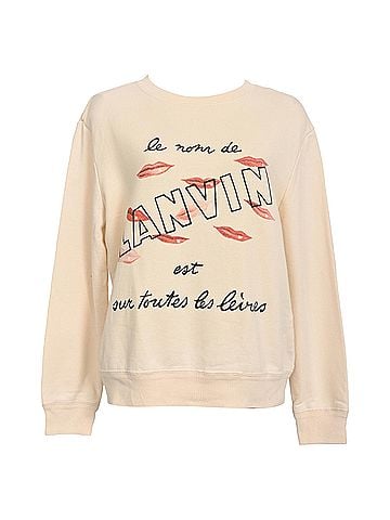 Lanvin Lanvin Lipstick Logo-Print Sweatshirt in Cream Cotton (view 1)