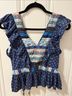 Anthropologie Print Blue White Sleeveless Blouse Size S - photo 9