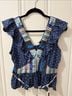 Anthropologie Print Blue White Sleeveless Blouse Size S - photo 7
