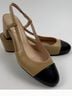 French Sole 100% Leather Color Block Black Tan Heels Size 7 1/2 - photo 4