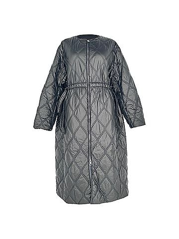 Ganni Ganni Diamond-Quilted Zip-Up Raincoat in Black Polyamide (view 1)