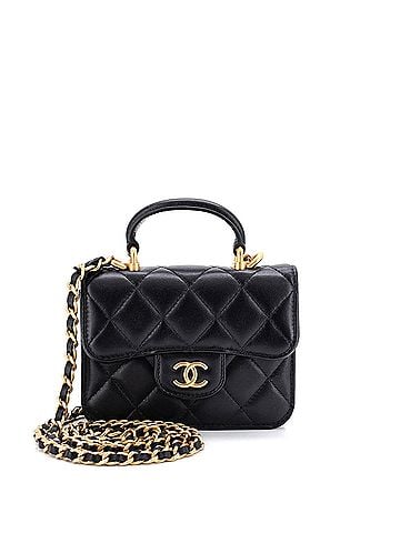 Chanel Top Handle Flap Coin Purse with Chain Quilted Lambskin (view 1)