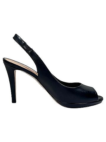Sergio Rossi Sergio Rossi Peep-Toe Slingback Pumps in Black Leather (view 1)
