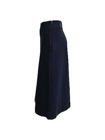 Brunello Cucinelli Brunello Cucinelli A-Line Midi Skirt in Navy Blue Cotton (view 2)