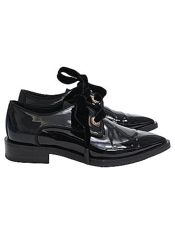 Lanvin Lanvin Pointed-Toe Lace-Up Derby Shoes in Black Patent Leather (view 1)