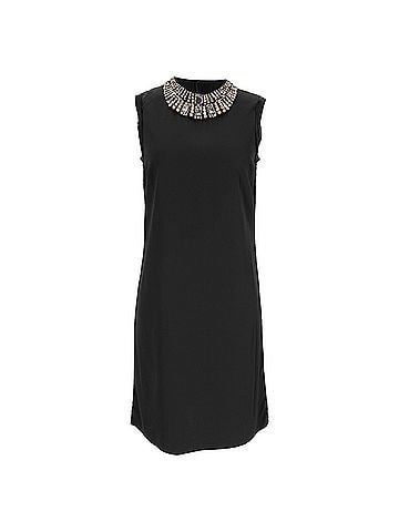 Lanvin Lanvin Crystal Beaded Bib Mini Dress in Black Viscose (view 1)