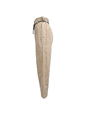 Brunello Cucinelli Brunello Cucinelli Belted Carrot Pants in Beige Cotton (view 2)