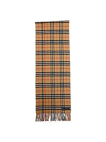 Burberry Burberry Rainbow Stripe Detailed Scarf in Beige Cashmere (view 1)