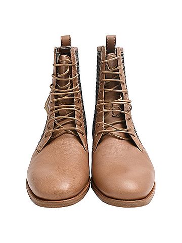 Brunello Cucinelli Brunello Cucinelli Beaded Lace-Up Ankle Boots in Brown Leather (view 2)