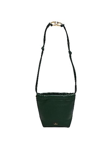 Mario Valentino Valentino Garavani VLogo Pouf Mini Shoulder Bag in Green Leather (view 1)