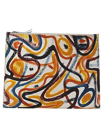 Maison Margiela Maison Margiela Graffiti Zipped Pouch Bag in Multicolor Leather (view 1)