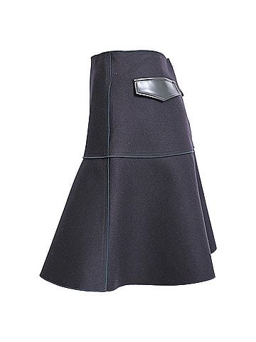 Jil Sander Jil Sander Navy Panelled Mini Skirt in Black Wool (view 2)