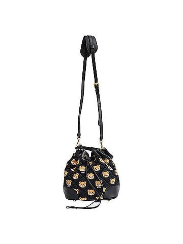 Moschino Moschino Quilted Teddy Bear Bucket Bag in Black Leather (view 1)