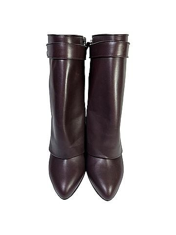 Givenchy Givenchy Shark Lock Wedge Mid-Calf Boots in Burgundy Leather (view 2)