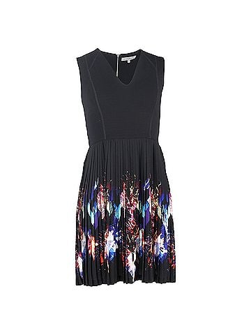 Sandro Sandro Paris Printed Pleated Mini Dress in Multicolor Viscose (view 1)