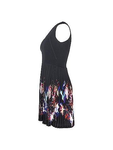 Sandro Sandro Paris Printed Pleated Mini Dress in Multicolor Viscose (view 2)