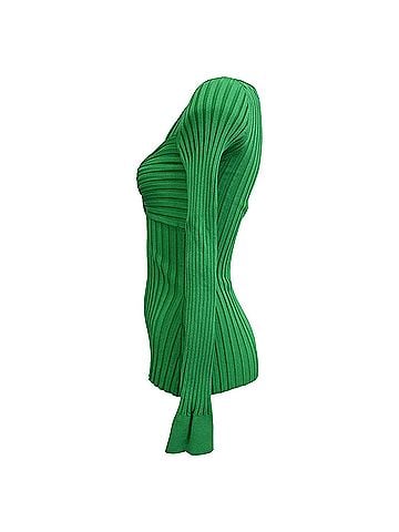 Stella McCartney Stella Mccartney Ribbed-Knit Sweater Top in Green Viscose (view 2)