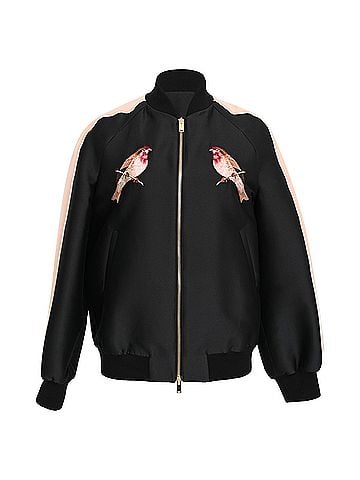 Stella McCartney Stella McCartney Bird Embroidered Bomber Jacket In Black Cotton (view 1)