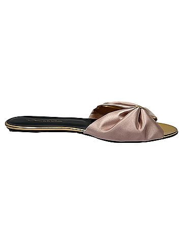 Oscar De La Renta Oscar De La Renta Bow Accent Slide Sandals in Pink Satin (view 1)
