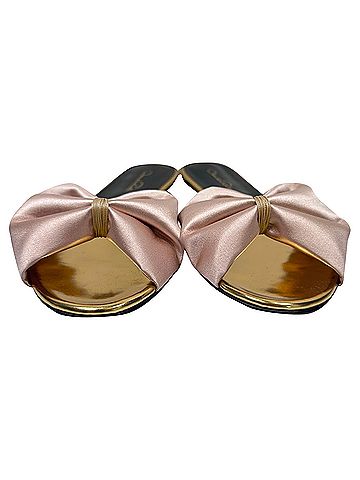 Oscar De La Renta Oscar De La Renta Bow Accent Slide Sandals in Pink Satin (view 2)