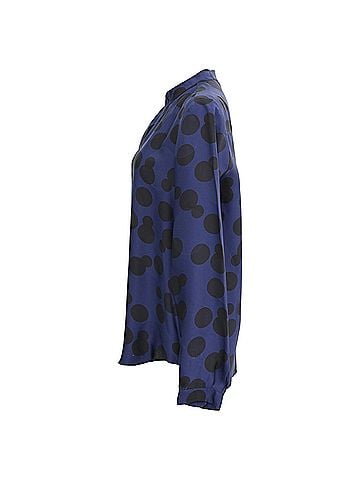 Stella McCartney Stella Mccartney Polka Dot Long Sleeve Blouse in Navy Blue Rayon (view 2)