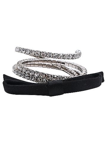 Miu Miu Miu Miu Bow And Diamond Embellished Bracelet in Silver Metal (view 1)