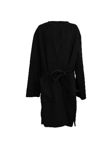 Céline Celine Belted Triomphe Accent Coat in Black Cashmere (view 1)