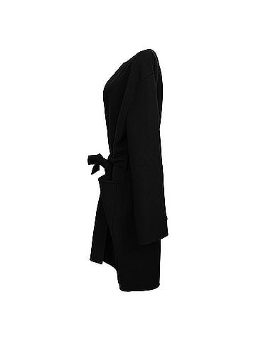 Céline Celine Belted Triomphe Accent Coat in Black Cashmere (view 2)