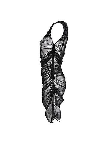 Versace Versace Ruched Tulle Mini Dress in Black Polyamide (view 2)