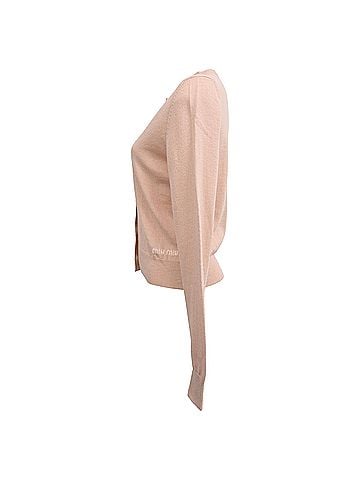 Miu Miu Miu Miu Bow Detail Cardigan in Pink Virgin Wool (view 2)
