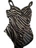 Miraclesuit Zebra Print Stripes Graphic Aztec Or Tribal Print Black White Tan One Piece Swimsuit Size M - photo 1