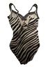 Miraclesuit Zebra Print Stripes Graphic Aztec Or Tribal Print Black White Tan One Piece Swimsuit Size M - photo 2