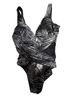 Miraclesuit Tropical Graphic Black White Silver One Piece Swimsuit Size 6 - photo 1