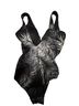 Miraclesuit Tropical Graphic Black White Silver One Piece Swimsuit Size 6 - photo 2