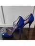 Betsey Johnson Blue Silver Heels Size 8 - photo 4