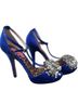 Betsey Johnson Blue Silver Heels Size 8 - photo 1