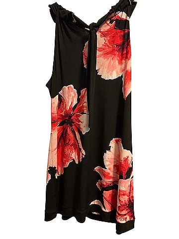 White House Black Market Black Keyhole Midi Dress With Red Floral Print Casual Dress (view 2)