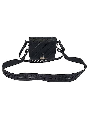 OFF-WHITE Off-White Diagonal Padded Binder Flap Shoulder Bag in Black Leather (view 1)