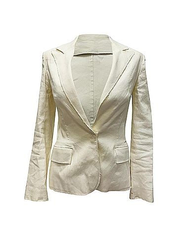 Lanvin Lanvin Single-Breasted Blazer in White Linen (view 1)